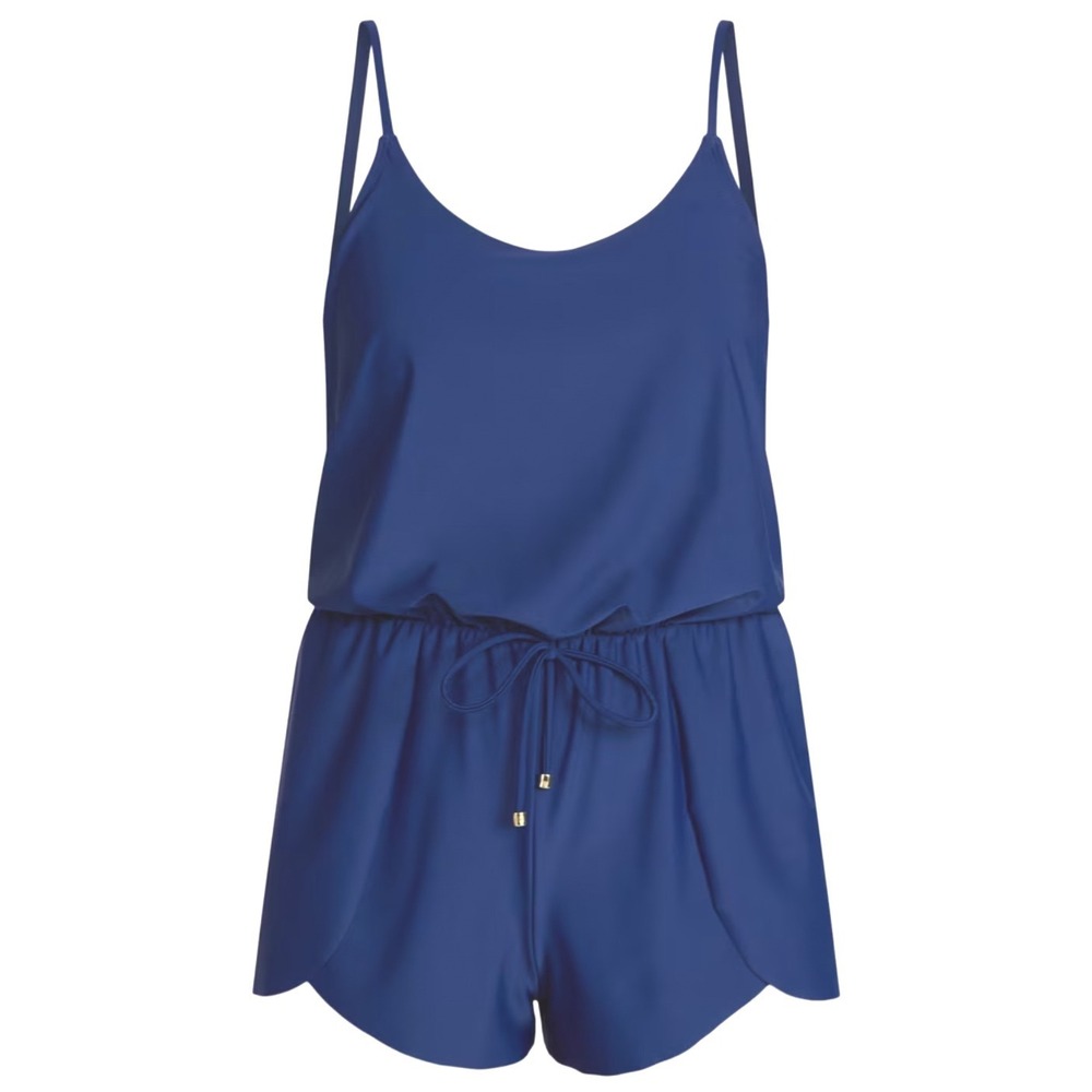 Time and Tru Womens Deep Cobalt Tank Romper Swimsuit Size S 4 6 NWT Swim Suit